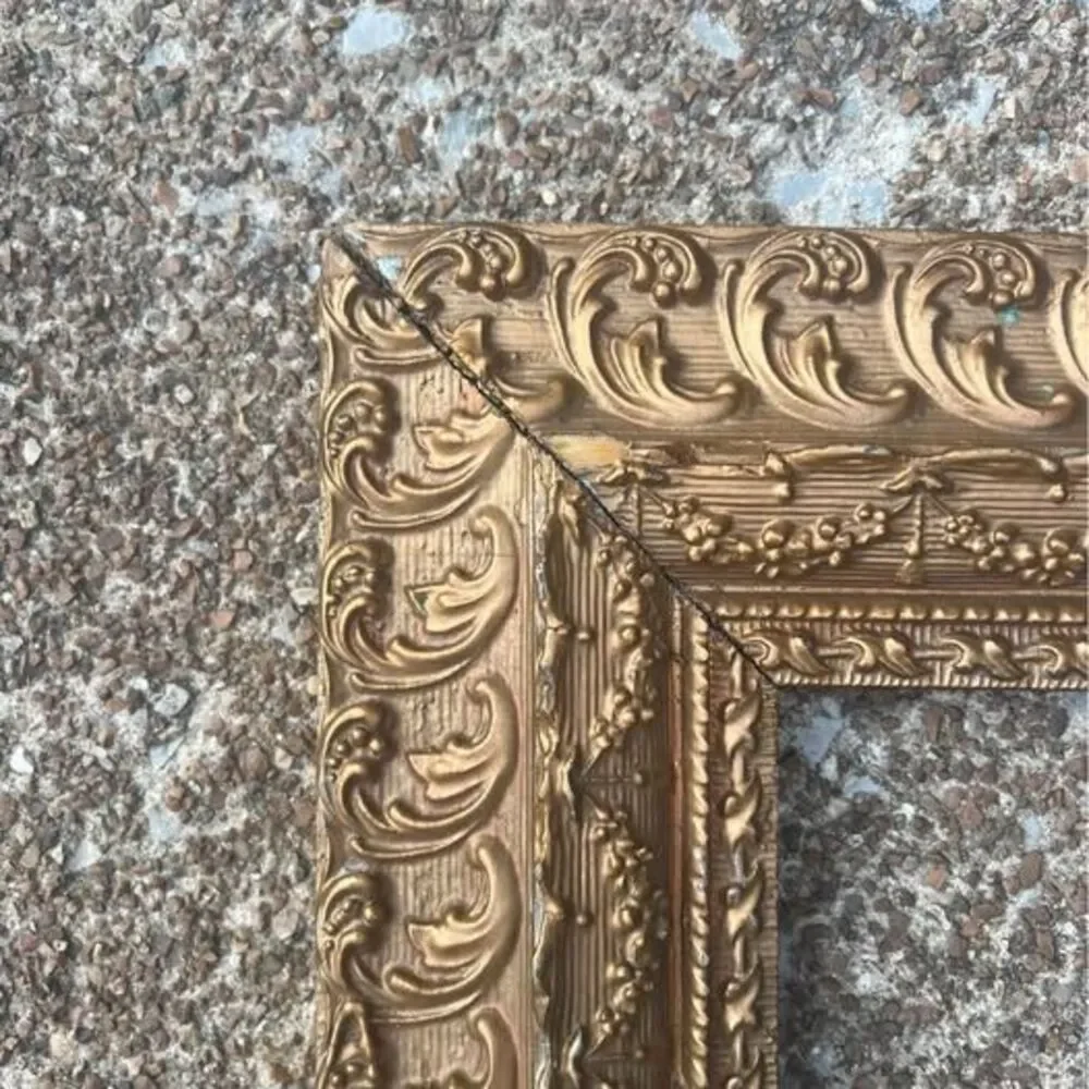 Pair of Wooden Vintage Frames | Romantic Ornate Carved Wood Golden Picture Frame